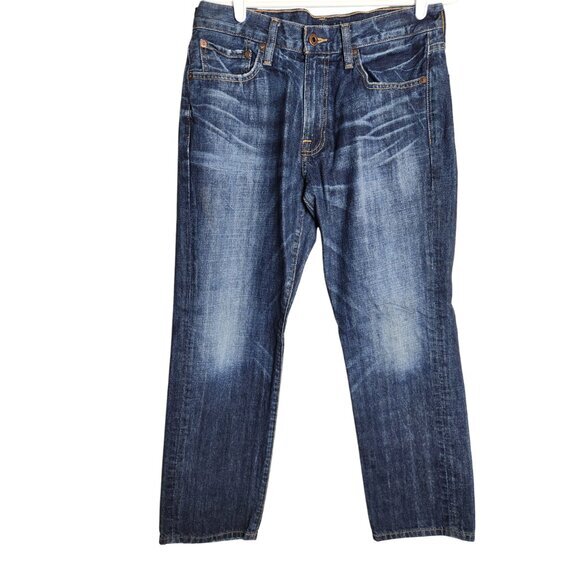 Lucky Brand Jeans Men‎ 32x30 Blue Distress 221 Straight Mid Rise Dark Wash Denim - Picture 1 of 7